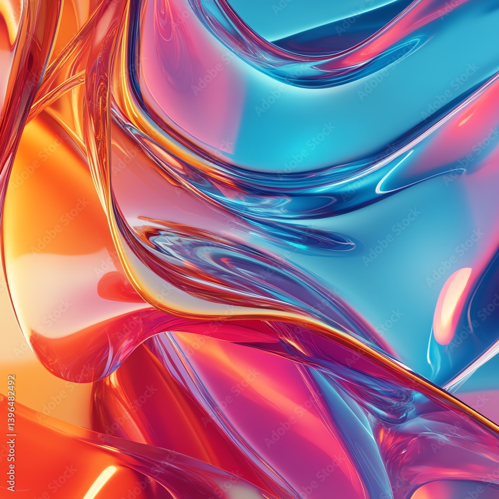Poster abstract colorful flowing shapes background with light reflections and modern design