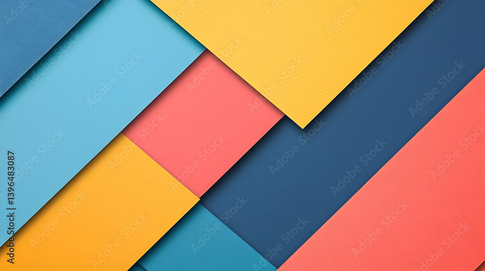 Aufkleber a vibrant abstract design with overlapping colorful geometric shapes.