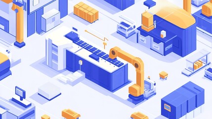 A factory utilizing smart robotics for 100 error-free quality assurance.