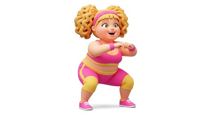 woman gym workout fat body cartoon