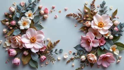 Soft Floral Whispers A gentle composition of muted flowers and leaves, with soft edges and a calming color scheme for a tranquil feel.