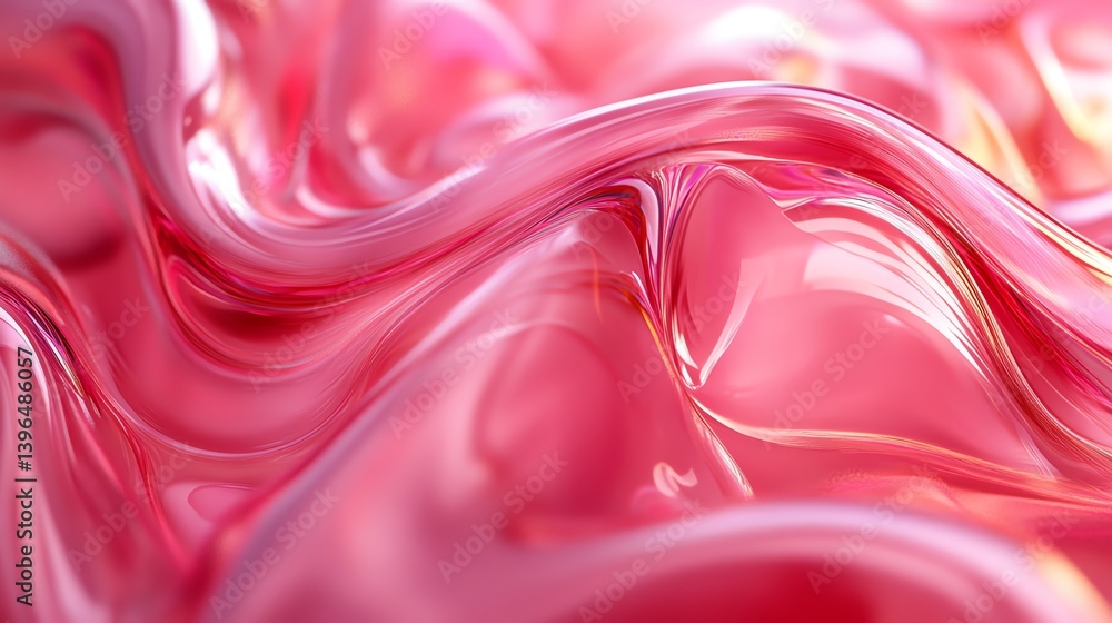 Poster abstract flowing pink material texture background with light and reflections