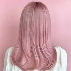 Fototapeta premium Hair styling techniques for long pink hair in a studio setting trendy color inspiration for fashion enthusiasts