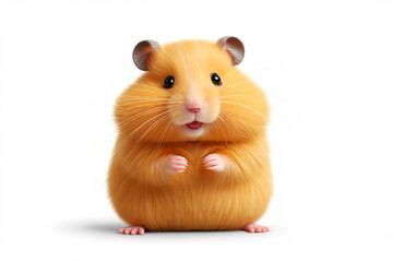 Minimalist 3D Hamster Character Isolated on Seamless White Backdrop