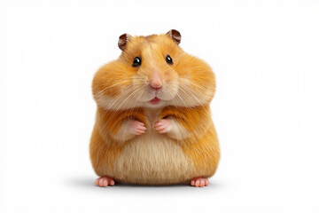 Round and Fluffy 3D Hamster with Tiny Paws on White