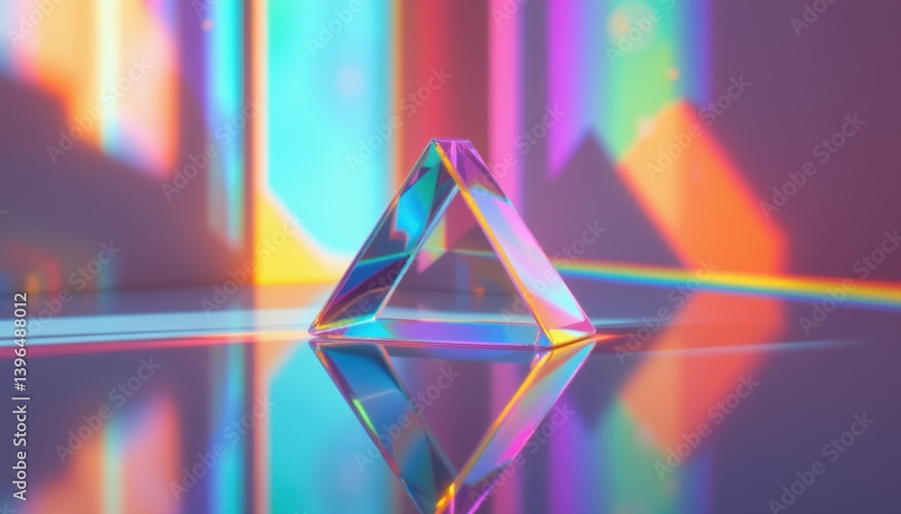 Poster neon prism reflection a prism effect where colors refract off the edges of a rectangle, creating a c