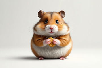 Chubby Hamster Character with Big Cheeks in 3D Style