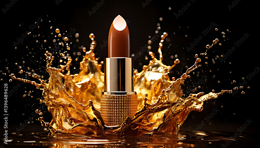 Aufkleber dynamic splash action of lipstick studio setting high-quality photography dark background