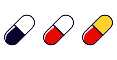 Set of capsule icon on white background.