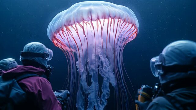 Exploring the Fascinating Depths A Captivating Encounter with a Glowing, Bioluminescent Jellyfish Today