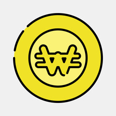 Icon korean won currency. South Korea elements. Icons in filled line style. Good for prints, posters, logo, advertisement, infographics, etc.