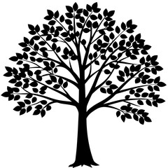 Fototapeta premium Tree and Leaf Vector Silhouette | Nature, Botanical, and Eco-Friendly Clipart