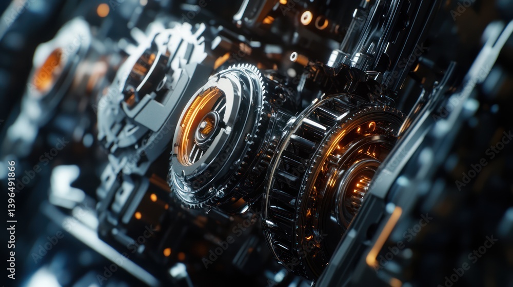 Poster precision engineered mechanical assembly showcasing intricate details and design