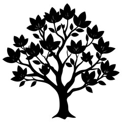 Tree and Leaf Vector Silhouette | Nature, Botanical, and Eco-Friendly Clipart