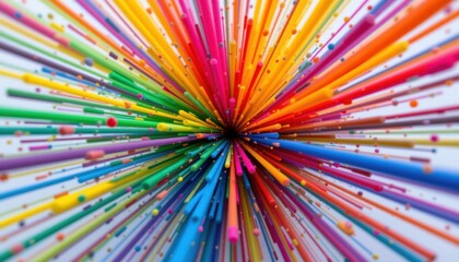 Color Burst An explosion of colors swirling outwards from a central point, creating a dynamic and energetic visual experience.