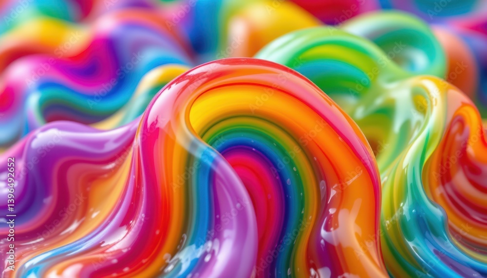 Poster rainbow jelly a smooth, colorful jelly like structure that flows and shifts colors, creating an invi
