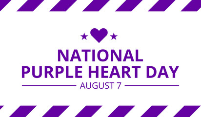 National Purple Heart Day Background template for banner, greeting card and poster design with text inscription. Vector illustration.