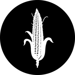 Monochrome Corncob Illustration Displaying Rustic Agricultural Harvest Symbolism