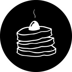 Minimalist pancakes doodle within circular black background breakfast representation