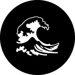 Stylized monochromatic wave emblem representing oceanic energy within a circle