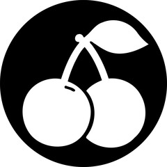 Stylized cherry pair in a circular frame offering a fresh minimal visual