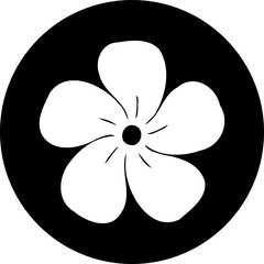 Stylized floral illustration within a circular frame evoking minimalist design