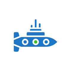 Blue Submarine Marine Icon, Isolated Graphic Resource
