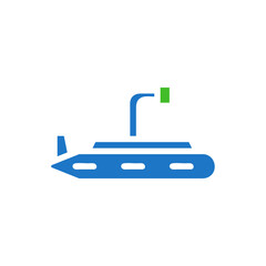Modern Blue Submarine, Minimalist Vector Illustration