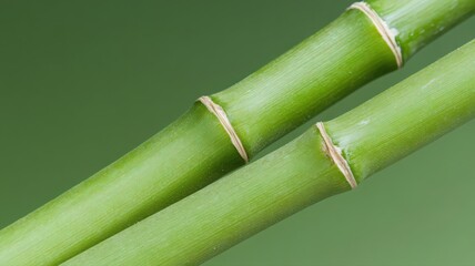 Obraz premium Close-Up of Two Green Bamboo Stalks with Sparkling Texture