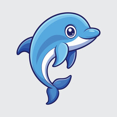 Naklejka premium Vector illustration of a dolphin, whale, and shark swimming in the ocean