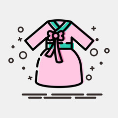 Icon hanbok dress. South Korea elements. Icons in MBE style. Good for prints, posters, logo, advertisement, infographics, etc.