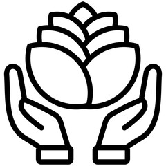 Healing Hand black outline mini illustration icon, related to relaxation, spa, wellness and more. use for modern concept, print, UI, UX kit, web and app development. Vector EPS 10.