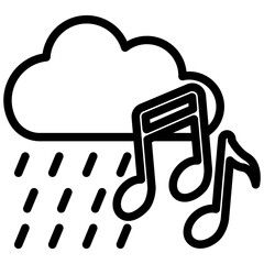 Rain Cloud black outline mini illustration icon, related to relaxation, spa, wellness and more. use for modern concept, print, UI, UX kit, web and app development. Vector EPS 10.