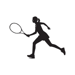 Tennis silhouettes tennis player sports person in silhouette tennis woman in match cha white Background