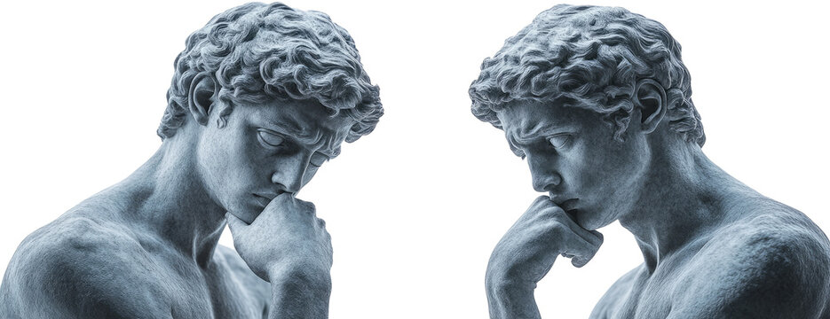 marble statue philosophers isolated on transparent background	

