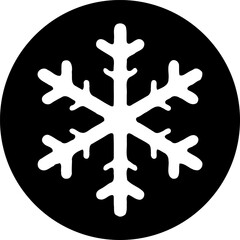 Fototapeta premium Graphic representation of a white snowflake on a black circular backdrop