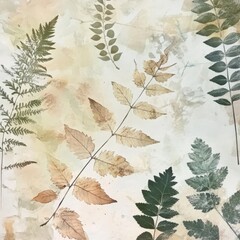 A collection of varied leaves arranged artistically on a textured background, showcasing different shapes, colors, and patterns, reflecting nature"s beauty.