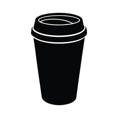 Black silhouette of a disposable coffee cup with a kraft paper exterior