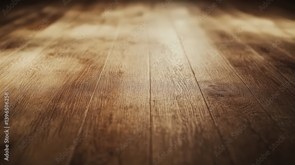 Poster close up shiny wood floor texture with fine grain pattern in warm brown tones creating a polished ru