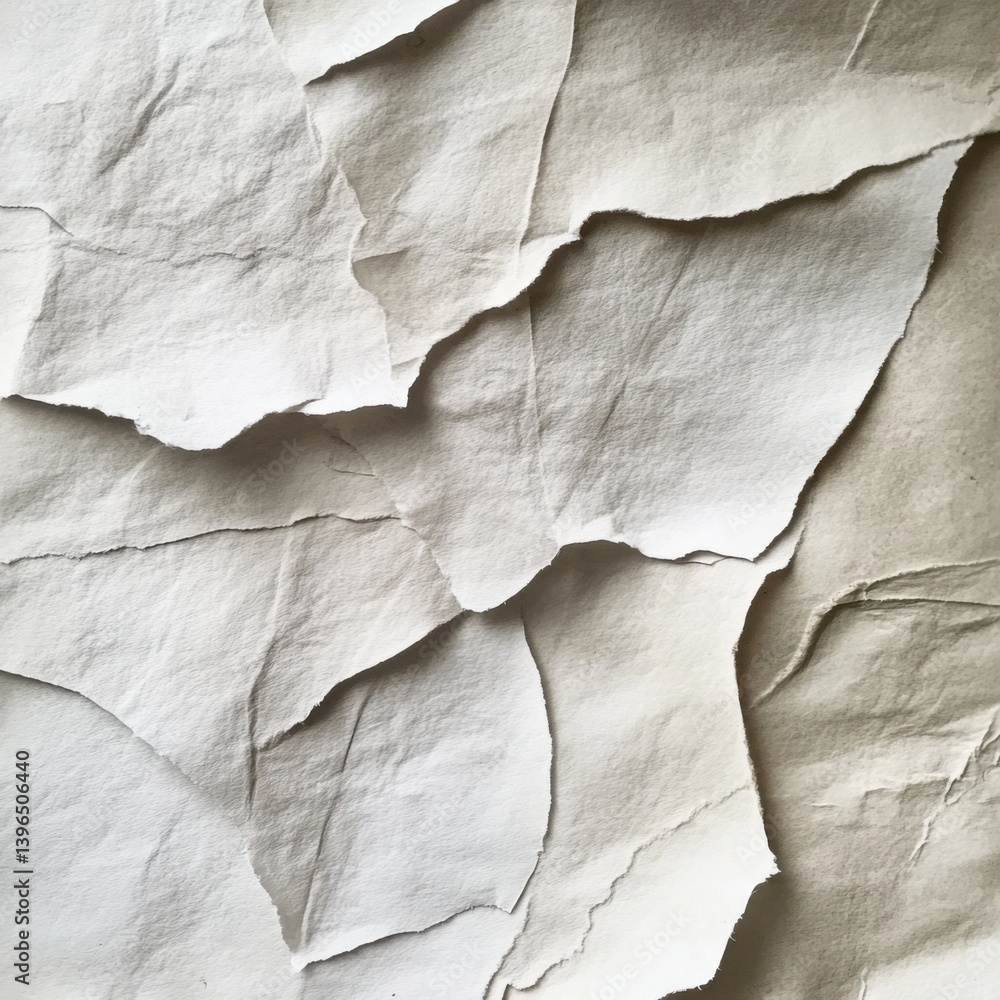 Poster a close-up of textured, crumpled paper with varying shades, creating an abstract and artistic compos