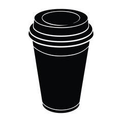 Black silhouette of a disposable coffee cup with a kraft paper exterior