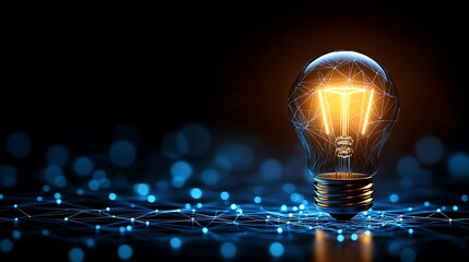 Illuminating Innovation: A luminous light bulb, with an electrifying aura, symbolizes brilliant ideas and breakthroughs within a technological realm. It's a visual embodiment of insight and ingenuity.