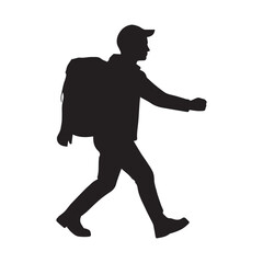 Trekking vector silhouette white Background.
