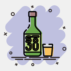 Icon soju korean alcohol. South Korea elements. Icons in comic style. Good for prints, posters, logo, advertisement, infographics, etc.