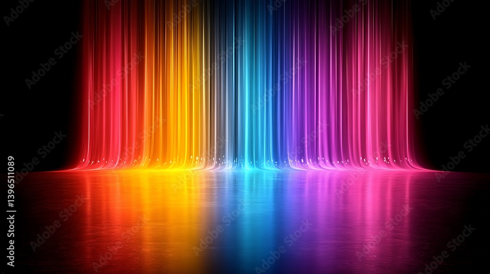 Poster Chromatic Cascade: A mesmerizing array of vibrant colors cascades downward, mirroring a spectrum of light and creating an immersive visual experience.