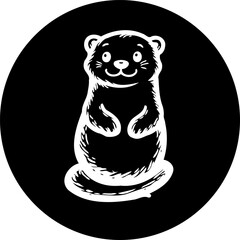 Stylized animal illustration inside a black circle capturing a cute, minimalist design