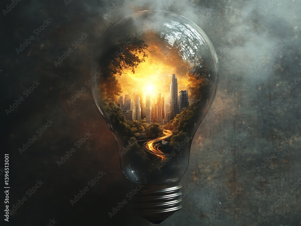 Poster eco-innovation in focus: a striking visual metaphor showcasing the intersection of environment and p