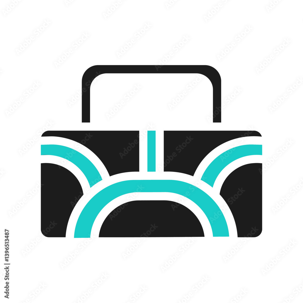 Poster stylized briefcase icon with rounded design elements