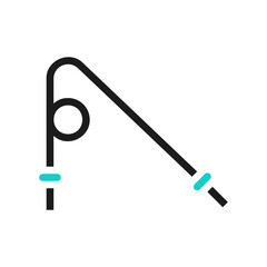 Minimalist Fishing Rod Icon on White Background