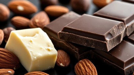 Dark and white chocolate with almonds